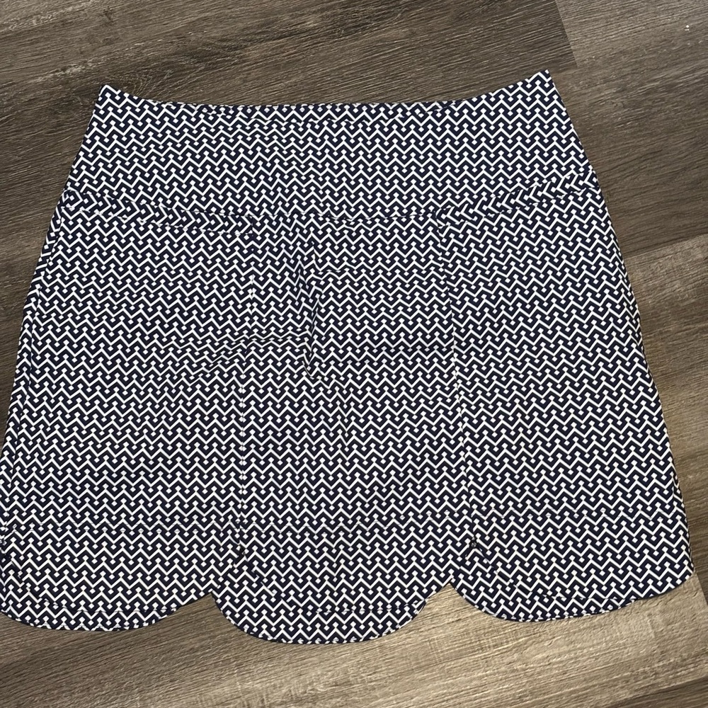 Kinona Navy and White Geometric Skirt